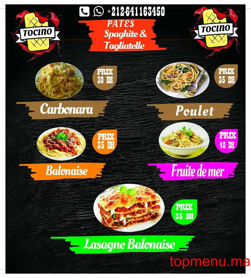 Tacos Tocino menu page 3