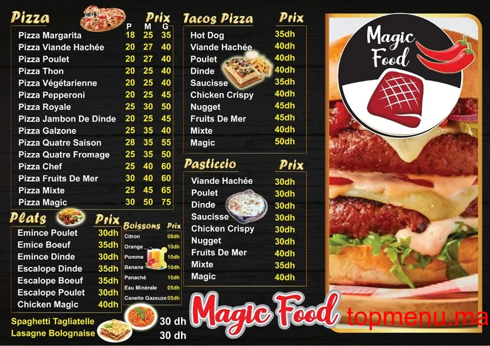 Magic Food menu page 2