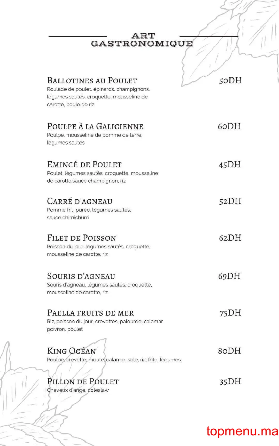 Restaurant la signature menu page 3