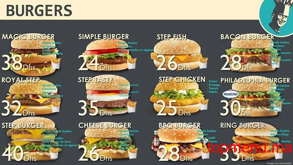 Step Burger menu page 1