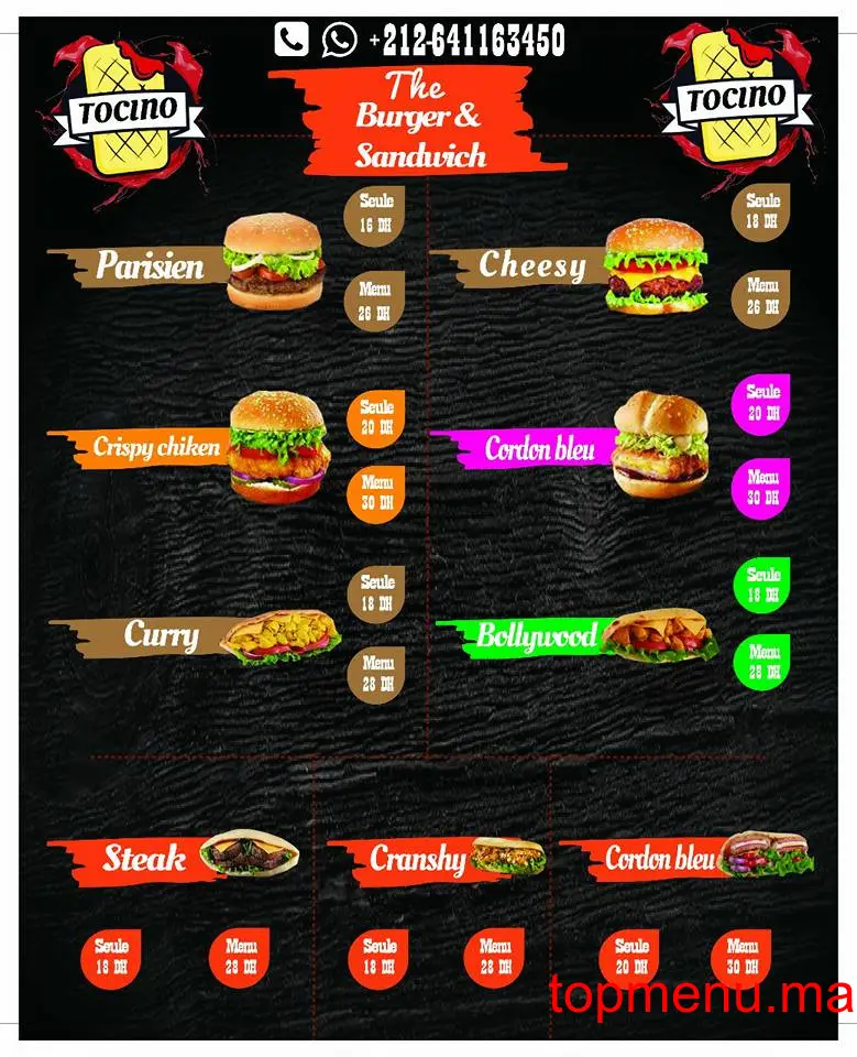 Tacos Tocino menu page 1