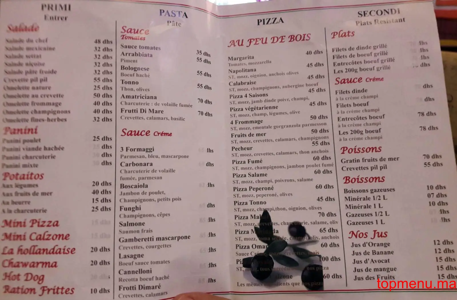 Pizzeria Mahdi menu page 1