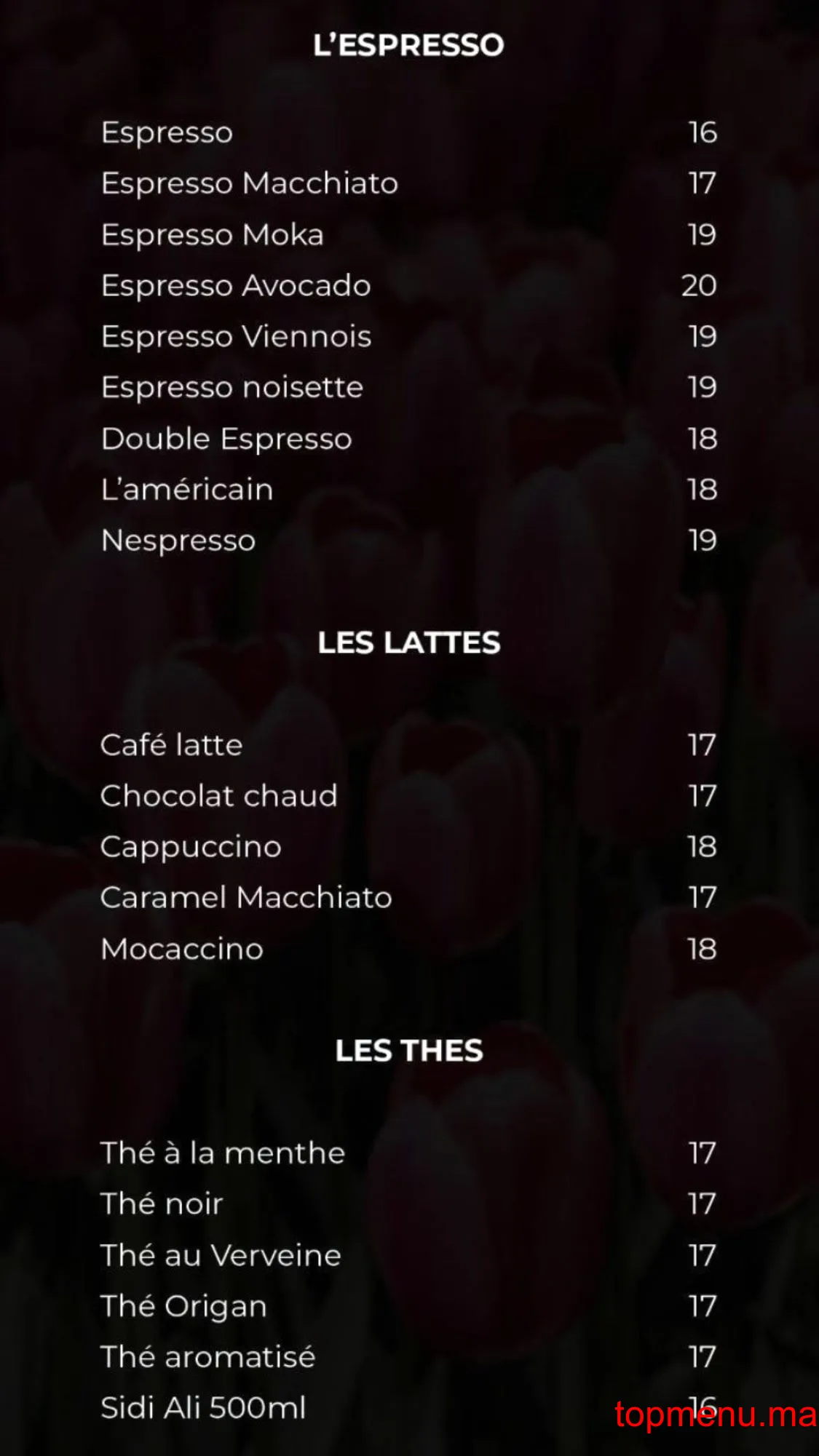 La Tulipe Noire menu page 2