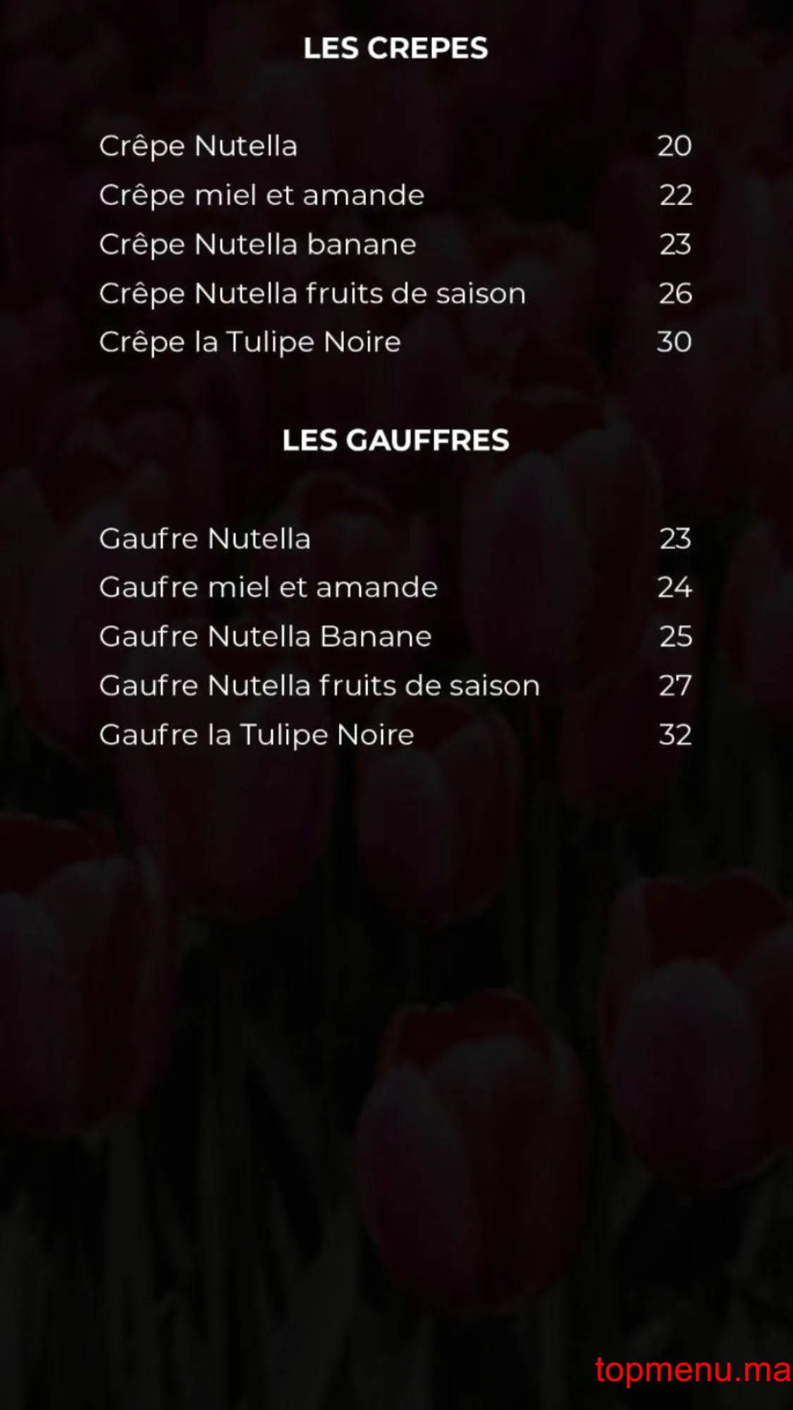 La Tulipe Noire menu page 7