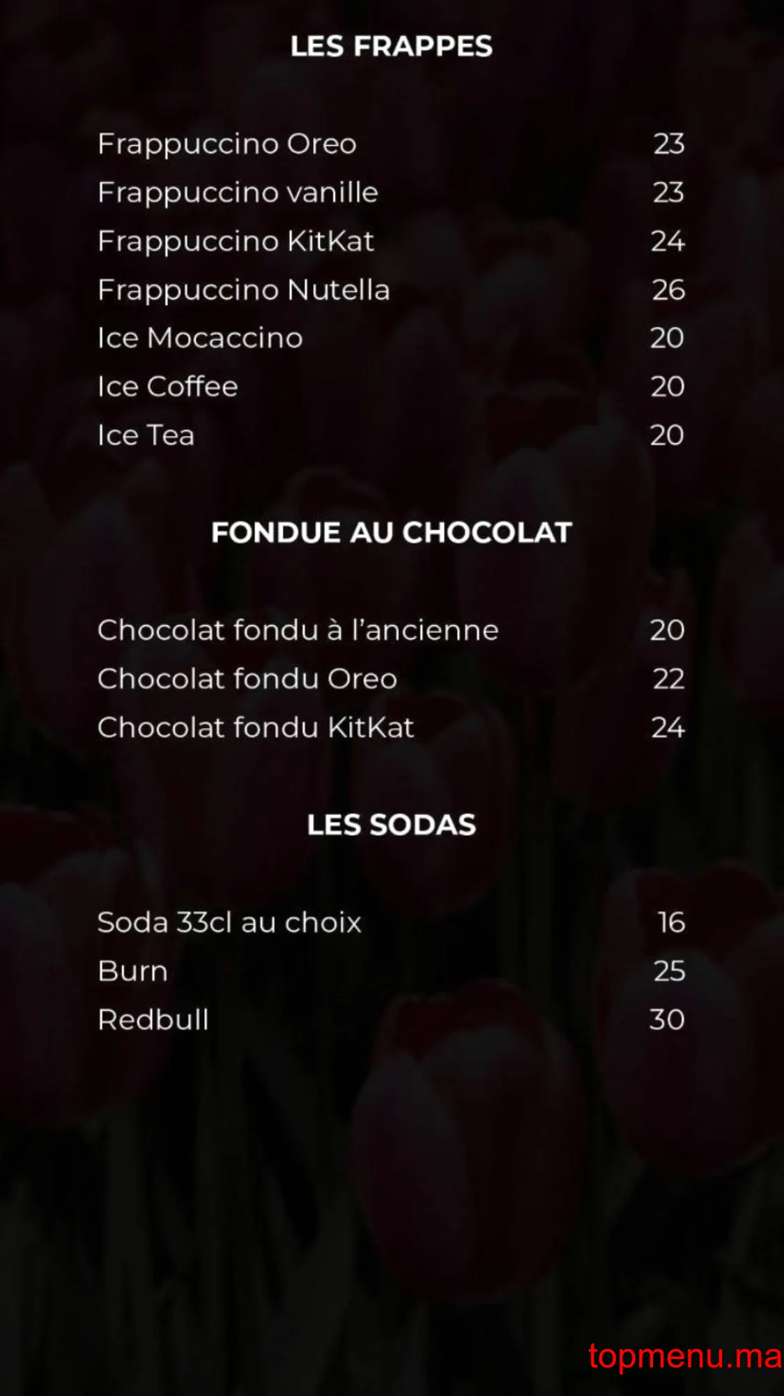 La Tulipe Noire menu page 3