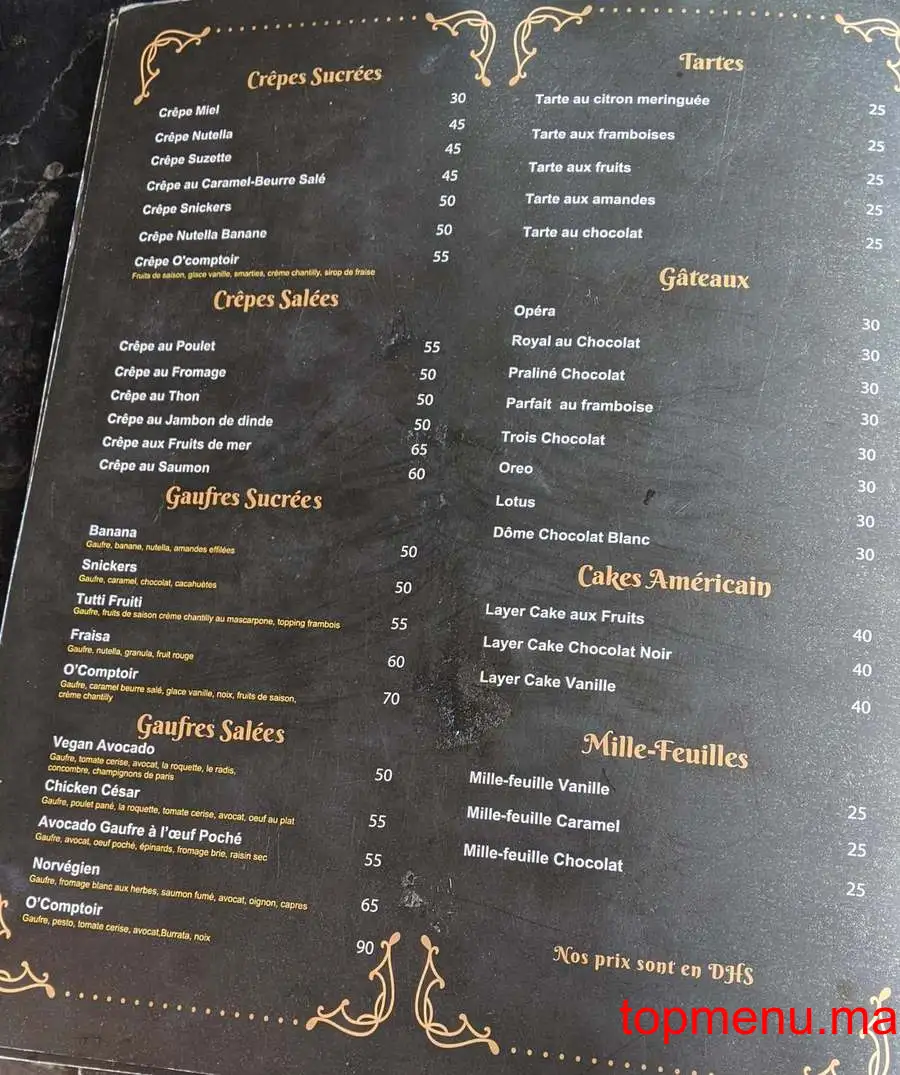 O’Comptoir Marina menu page 2