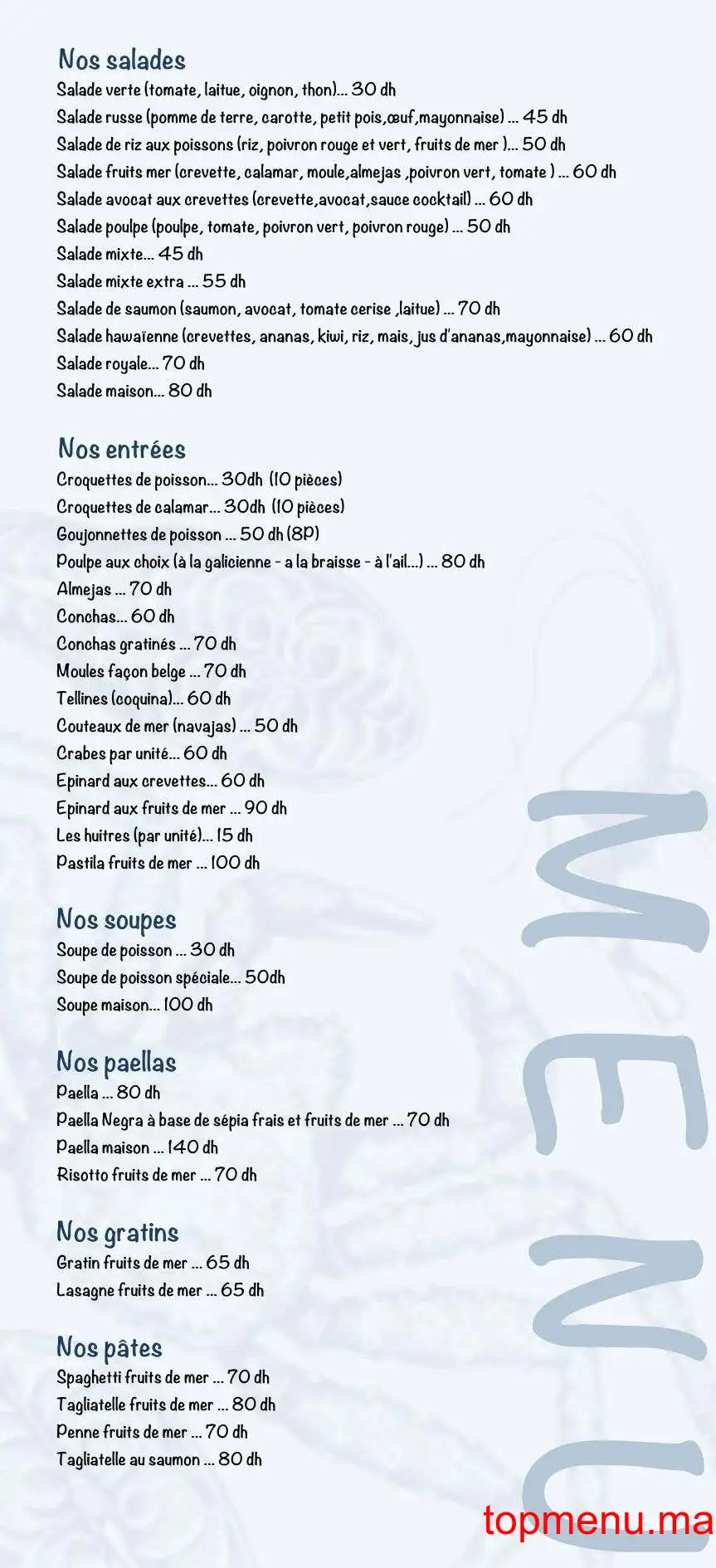 Antartique menu page 3