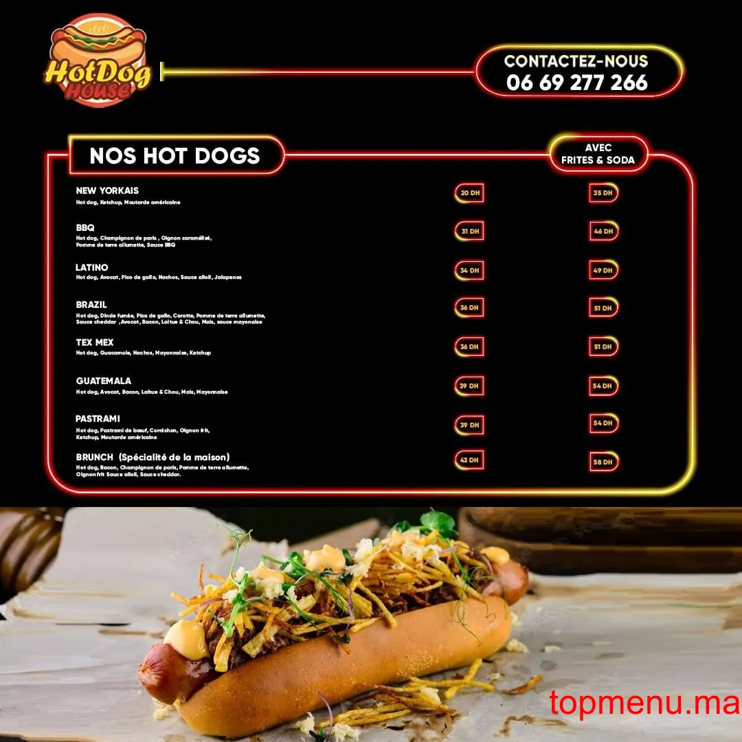 Hotdog house menu page 1