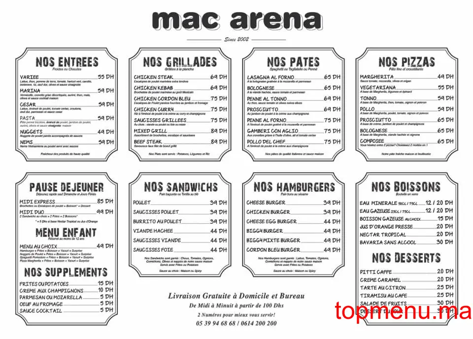 Mac Arena menu page 1