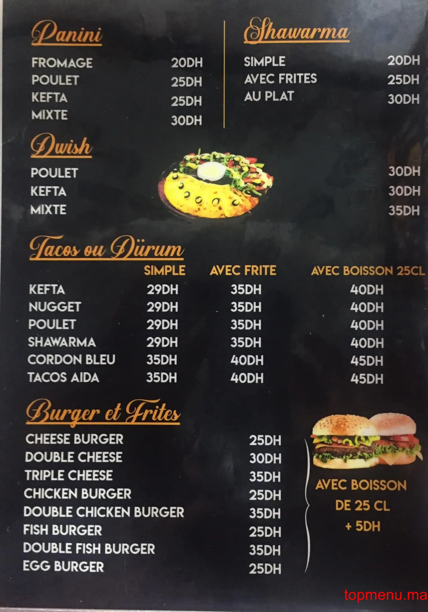 Aida Food menu page 1