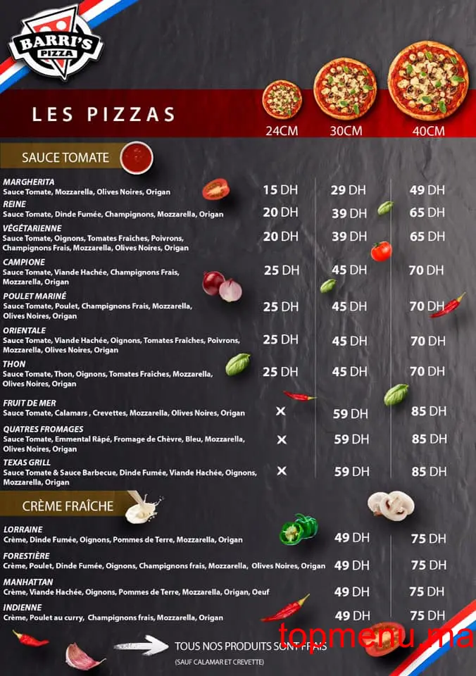 Pizza Barri’s menu page 2