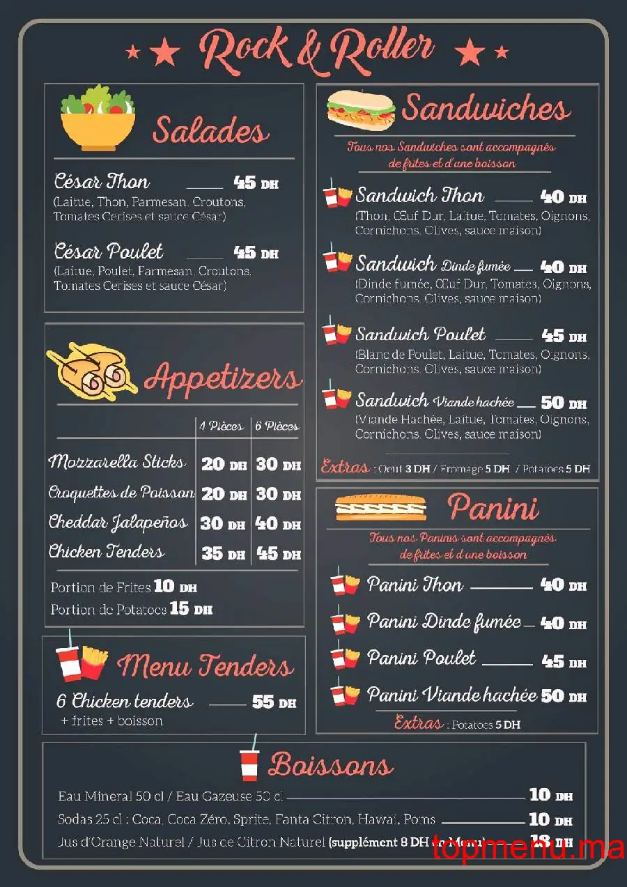 Rock & Roller menu page 1