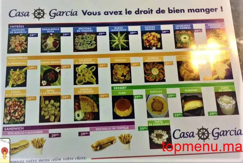 Casa Garcia menu page 1