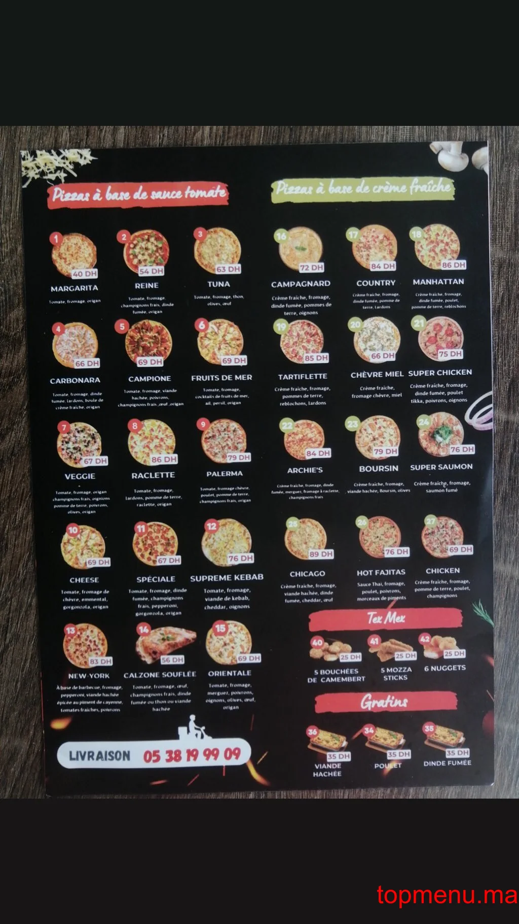 Family pizza menu page 1