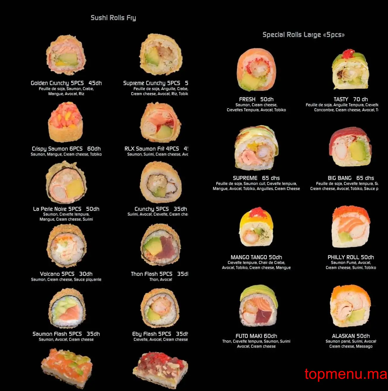 Sushi Box menu page 2