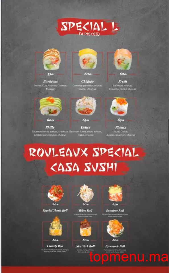 Casa Sushi menu page 2