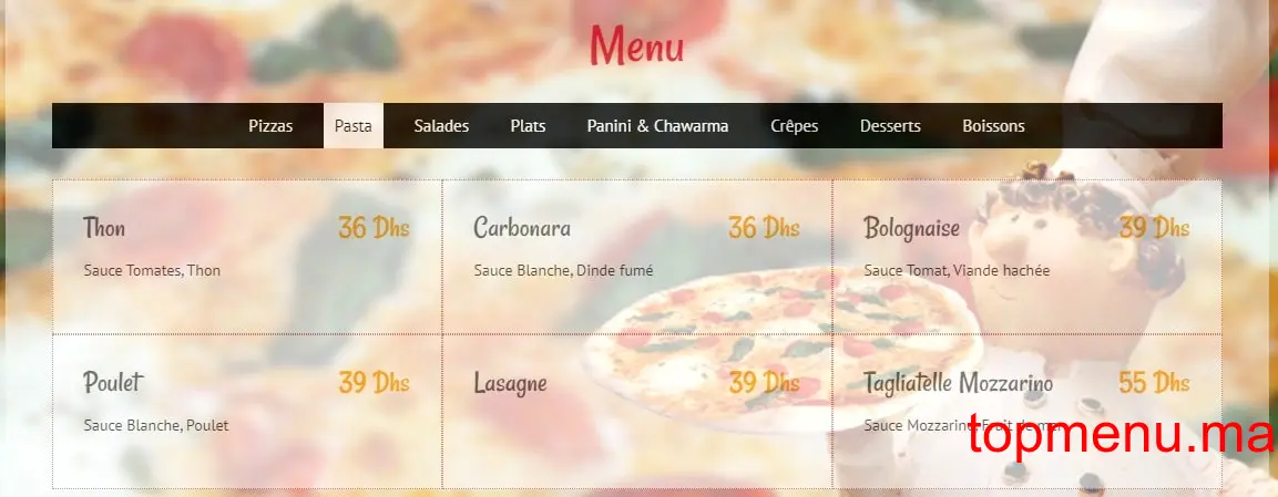 Mozzarino menu page 2