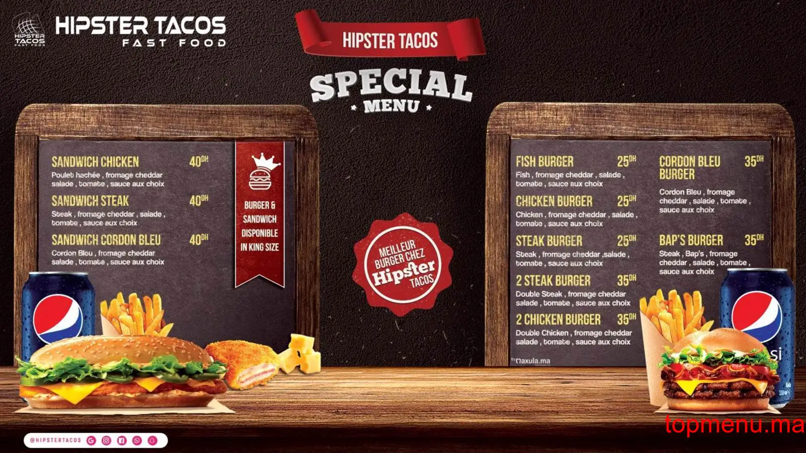 Hipster Tacos menu page 1