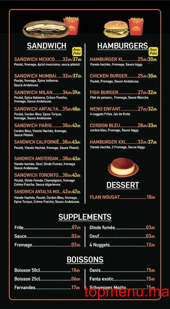 Sandwich City menu page 1