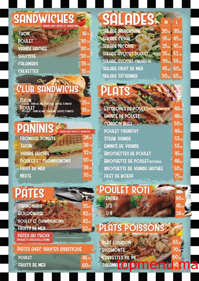 50’s dîner menu page 3