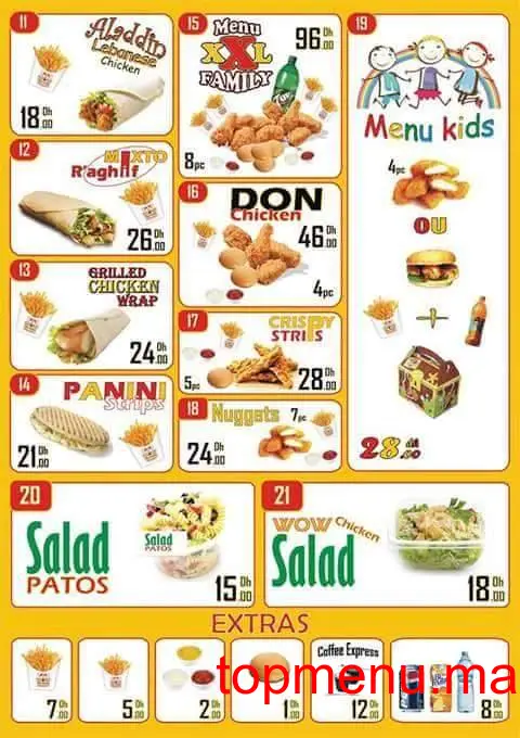 Wow Fried Chicken menu page 1