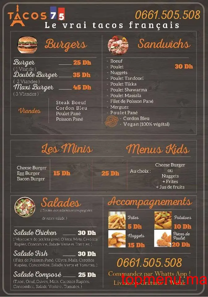 Tacos 75 menu page 2