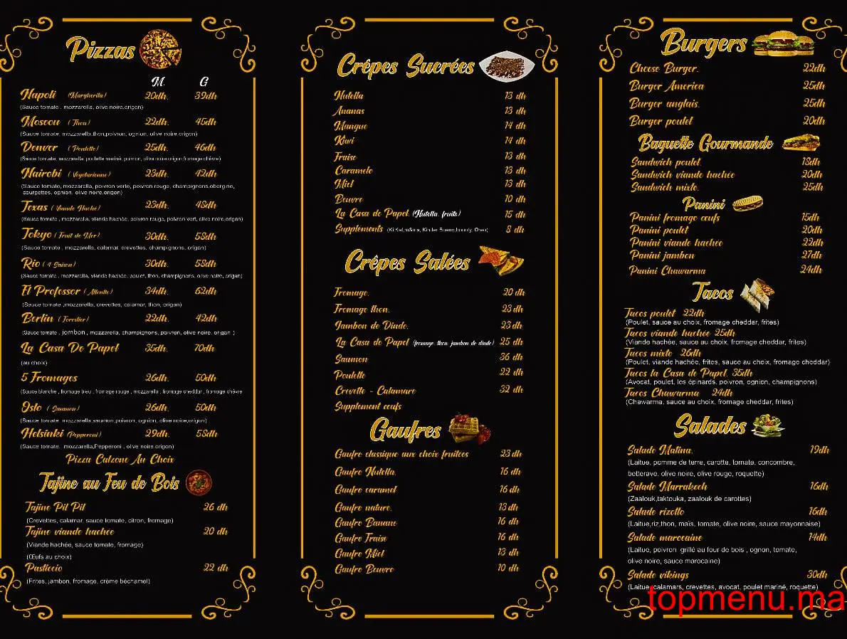 La Casa De Papel menu page 2