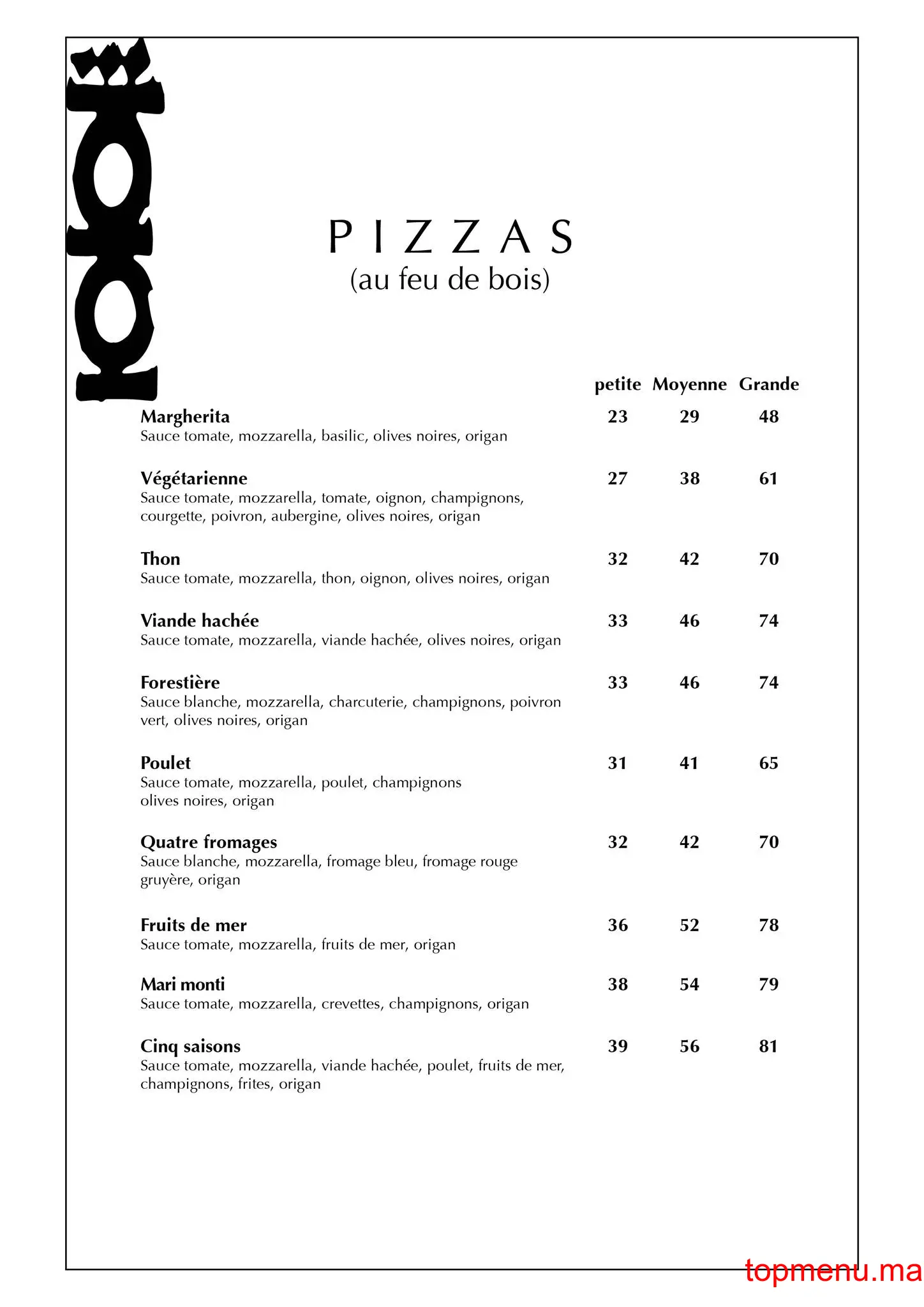 5 Saisons menu page 3