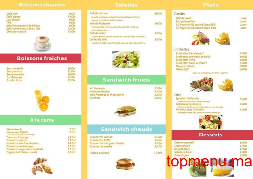 Feu de Bois menu page 1