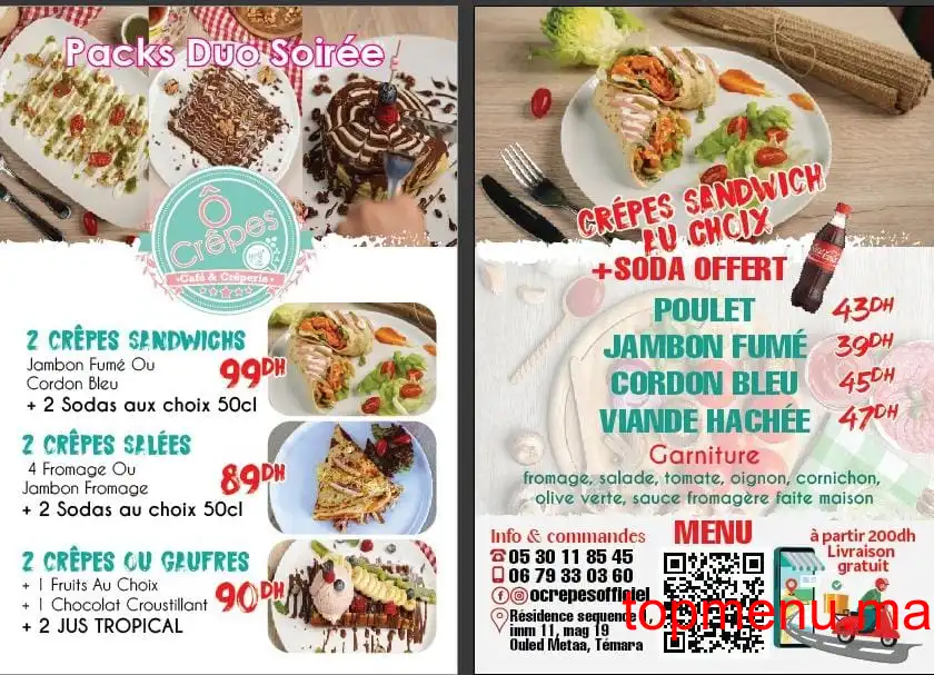 Ô Crêpes menu page 1