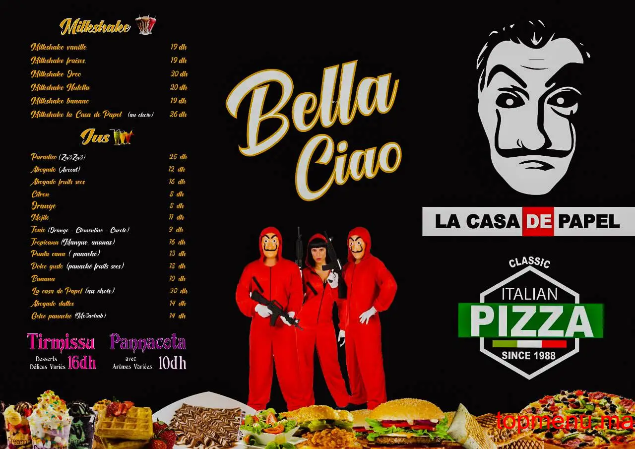 La Casa De Papel menu page 1