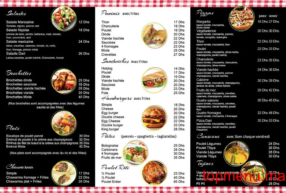 DARI menu page 1