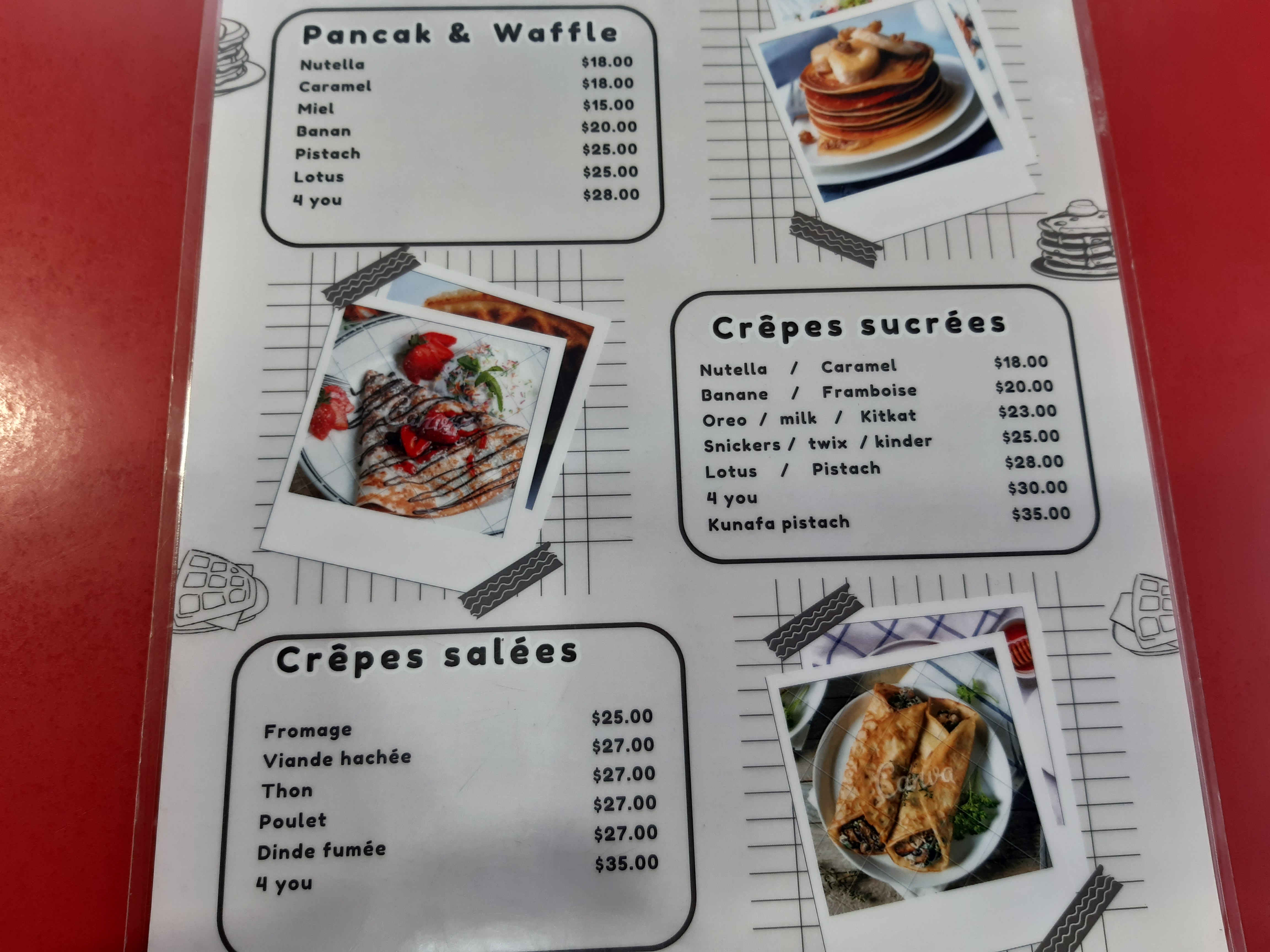 Crepe 4 you menu page 1