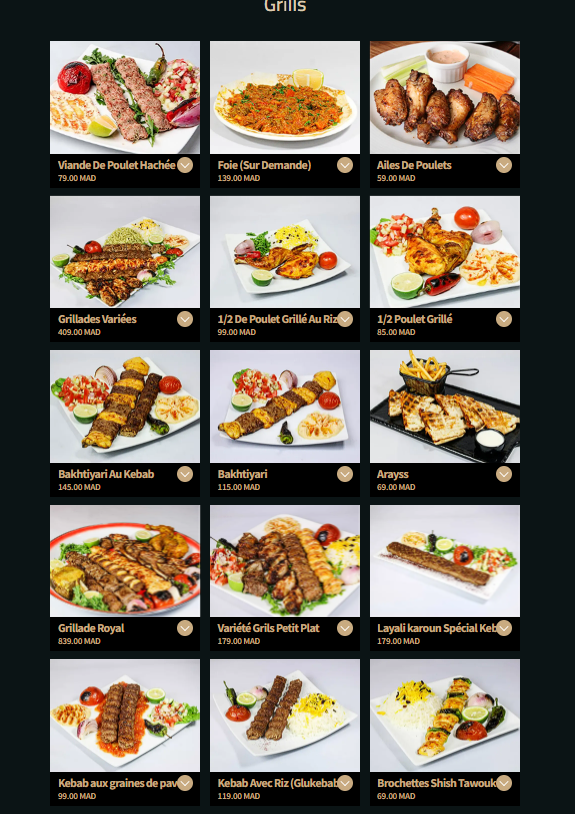 Layali Karoun Restaurant Iranien menu page 1